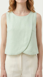 Italian Linen Button Top with Back Zipper