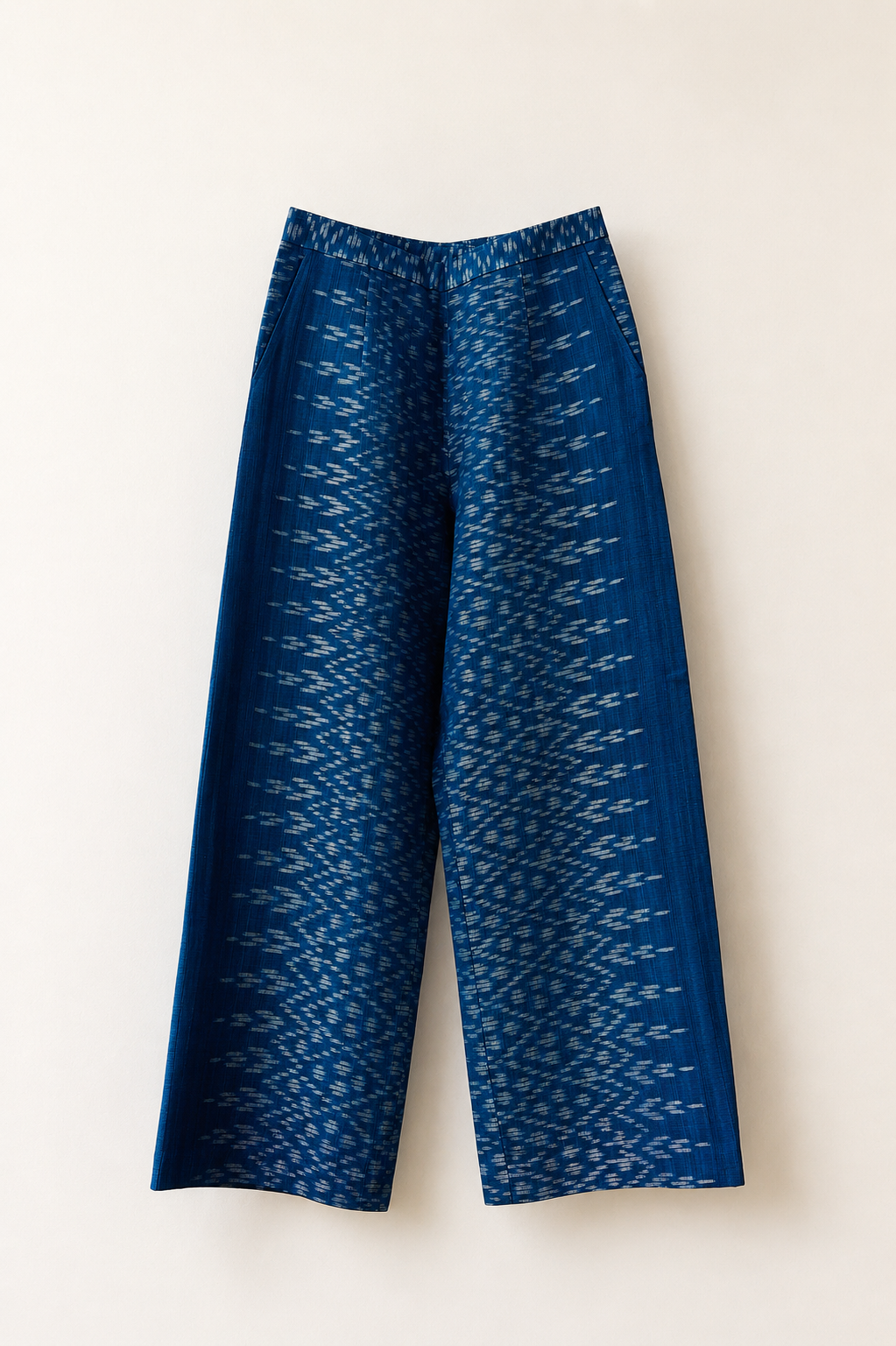 Blue Patterned Cotton Pants