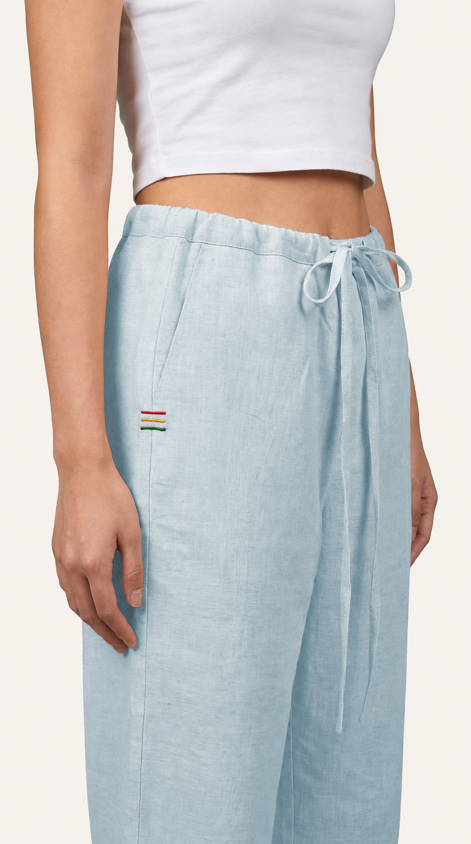 Italian Linen Baggy Pants with Long Strings
