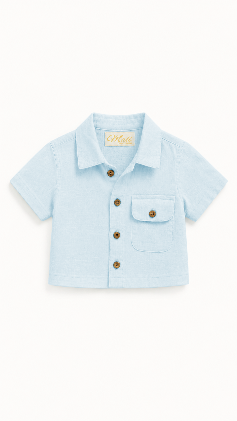 Kids 100% Italian Linen Button Up Polo Shirt with Pocket
