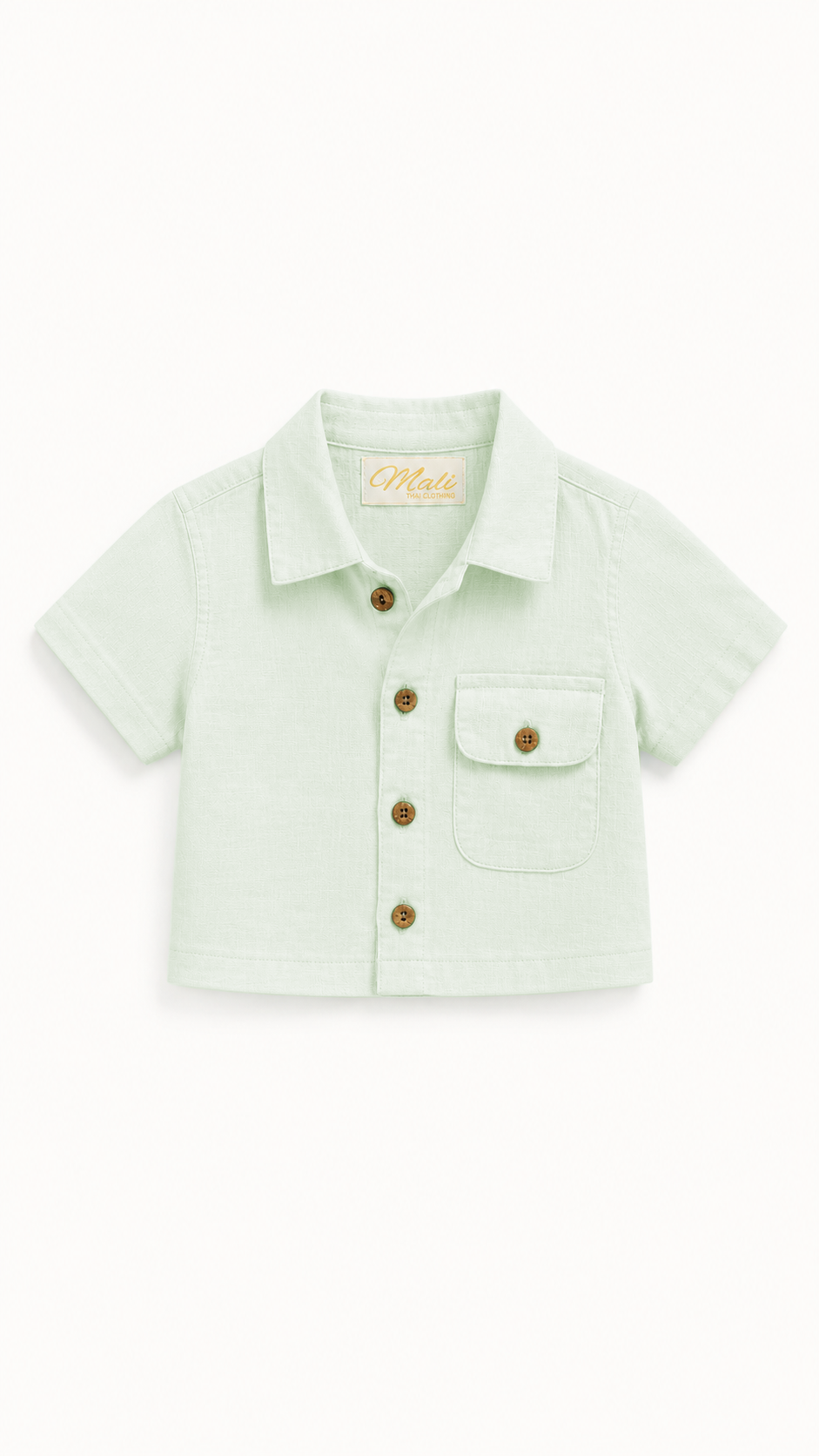 Kids 100% Italian Linen Button Up Polo Shirt with Pocket