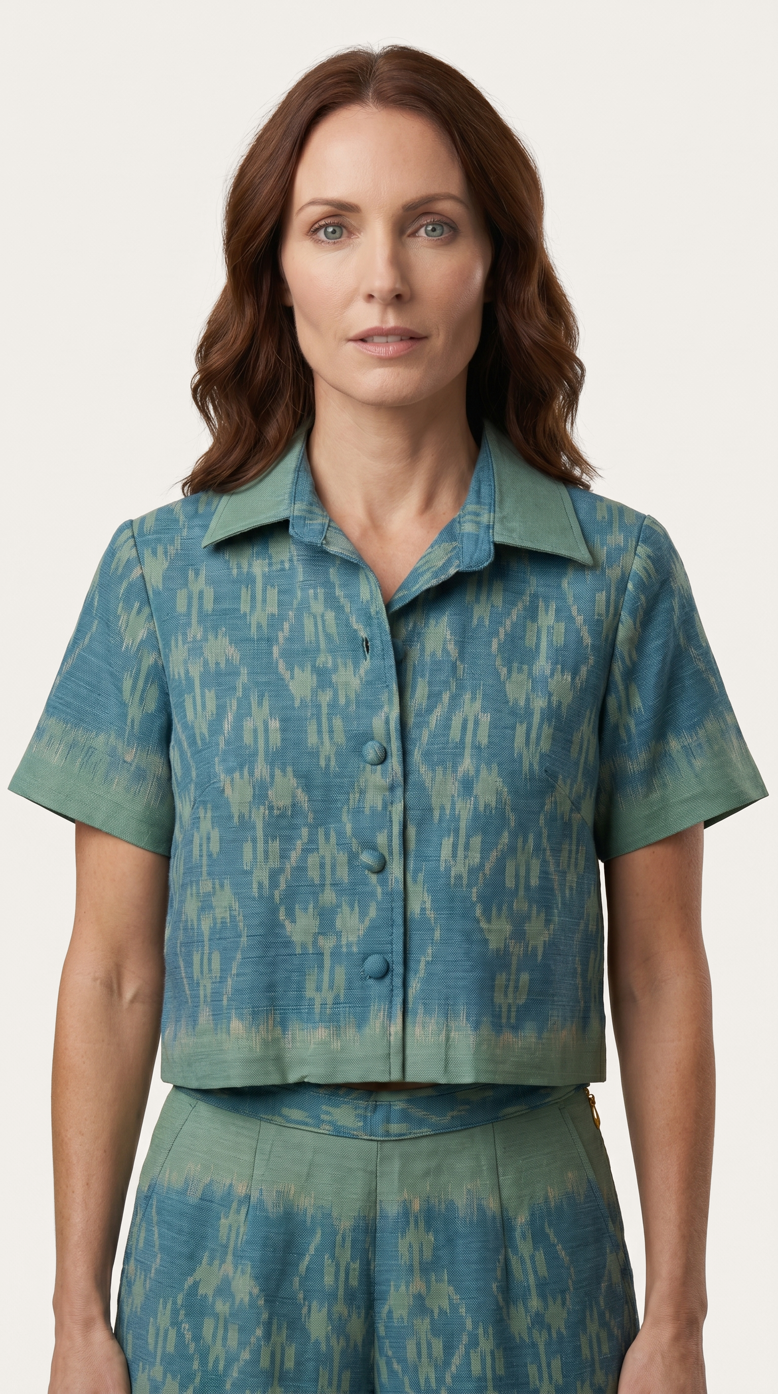Short Sleeve Cotton Top with Front Buttons