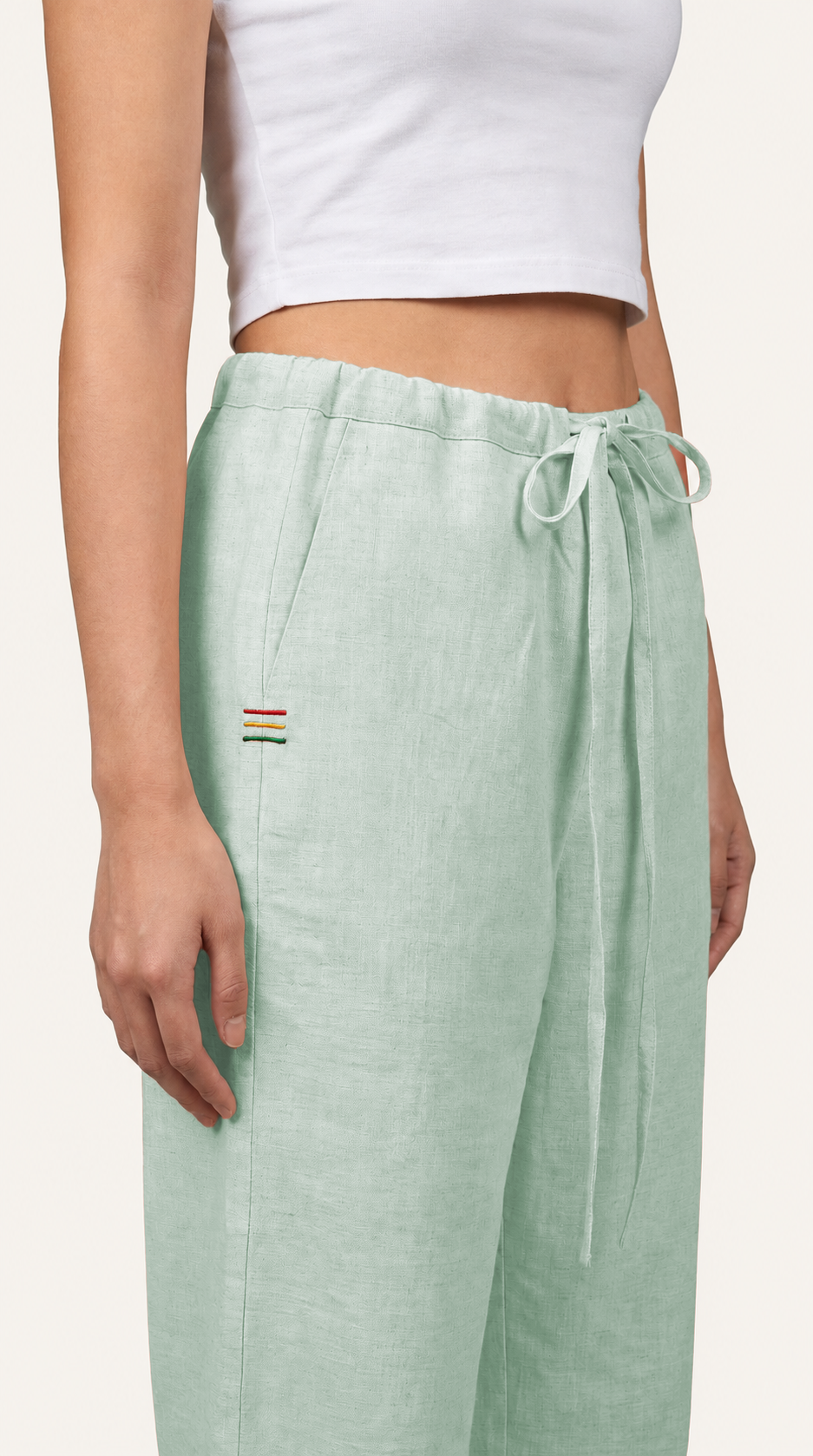 Italian Linen Baggy Pants with Long Strings