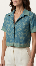 Short Sleeve Cotton Top with Front Buttons