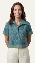 Short Sleeve Cotton Top with Front Buttons