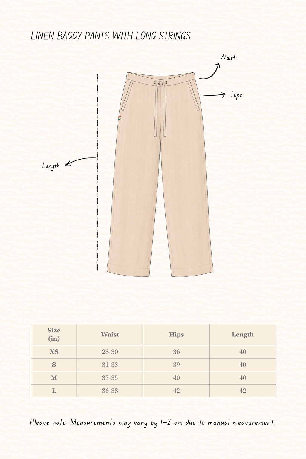 Italian Linen Baggy Pants with Long Strings