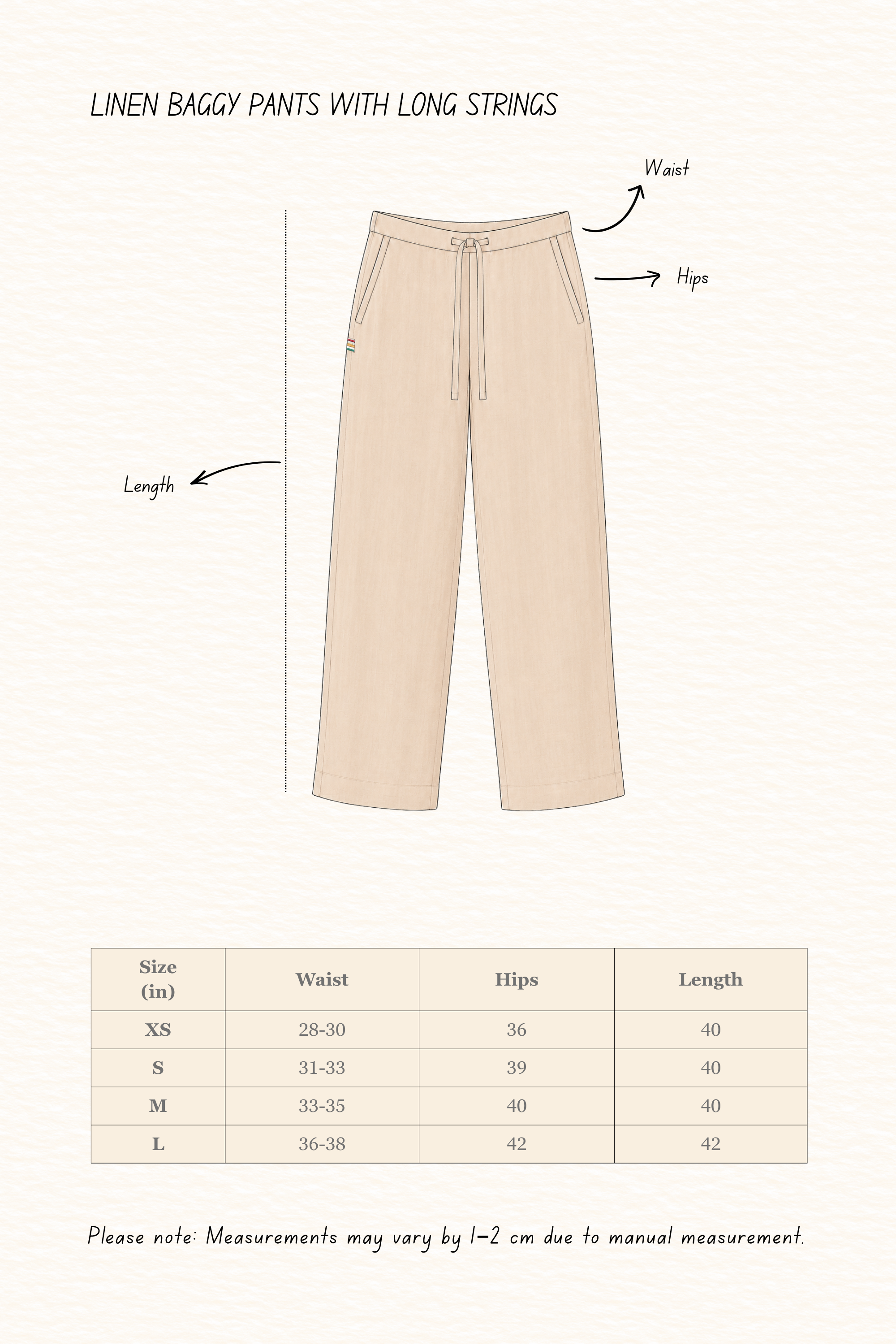 Italian Linen Baggy Pants with Long Strings