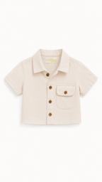 Kids 100% Italian Linen Button Up Polo Shirt with Pocket