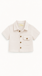 Kids 100% Italian Linen Button Up Polo Shirt with Pocket
