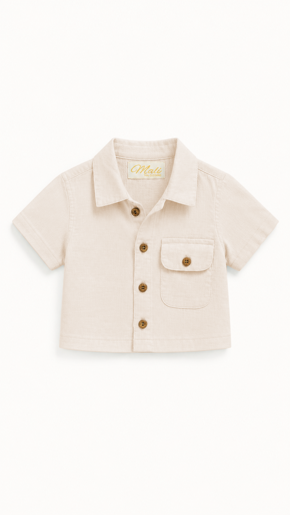 Kids 100% Italian Linen Button Up Polo Shirt with Pocket