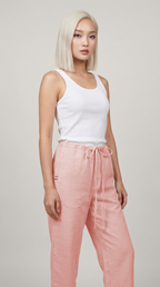 Italian Linen Baggy Pants with Long Strings