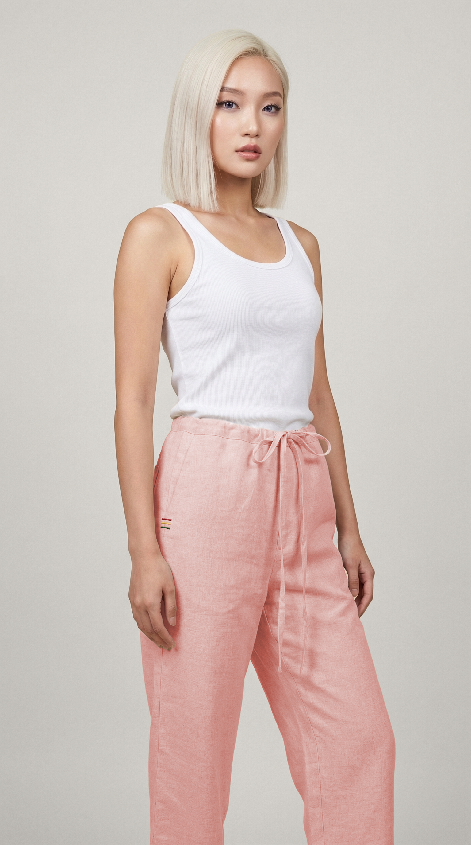 Italian Linen Baggy Pants with Long Strings