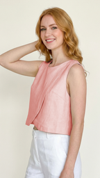 Italian Linen Button Top with Back Zipper