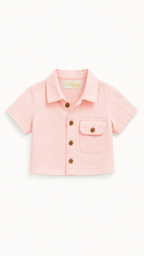 Kids 100% Italian Linen Button Up Polo Shirt with Pocket