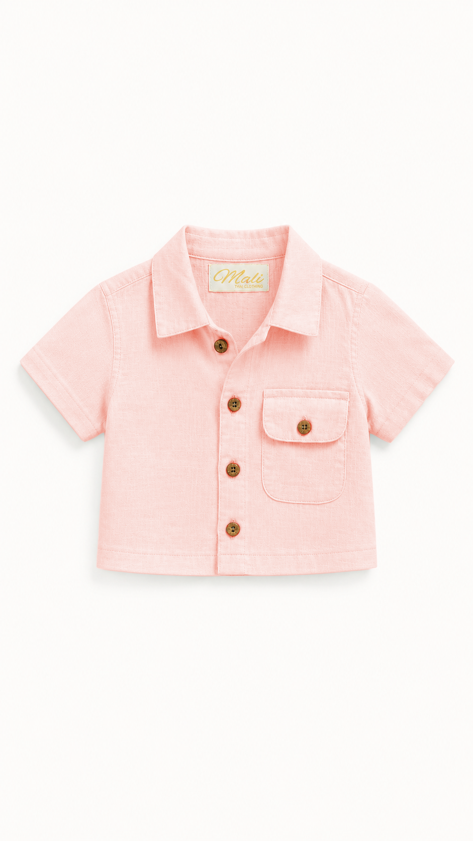 Kids 100% Italian Linen Button Up Polo Shirt with Pocket