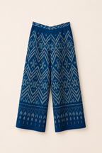 Blue Patterned Cotton Pants
